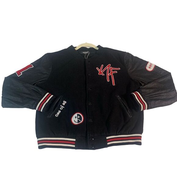 KREW KF Varsity Rib Knit One of Us Jacket Size Medium - Picture 2 of 8